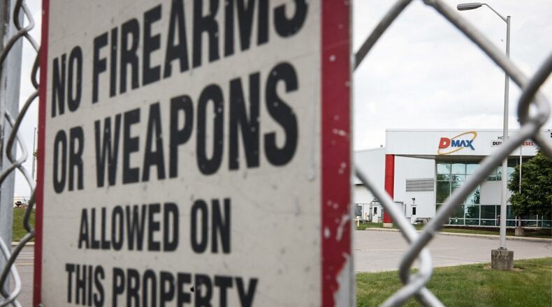 The DMAX plant on Dryden Road in Moraine was closed Friday, May 19, 2023, following a shooting the night before that killed a Dayton man and wounded another man. The suspected shooter was critically injured from a self-inflicted gunshot to the head, police said. JIM NOELKER/STAFF