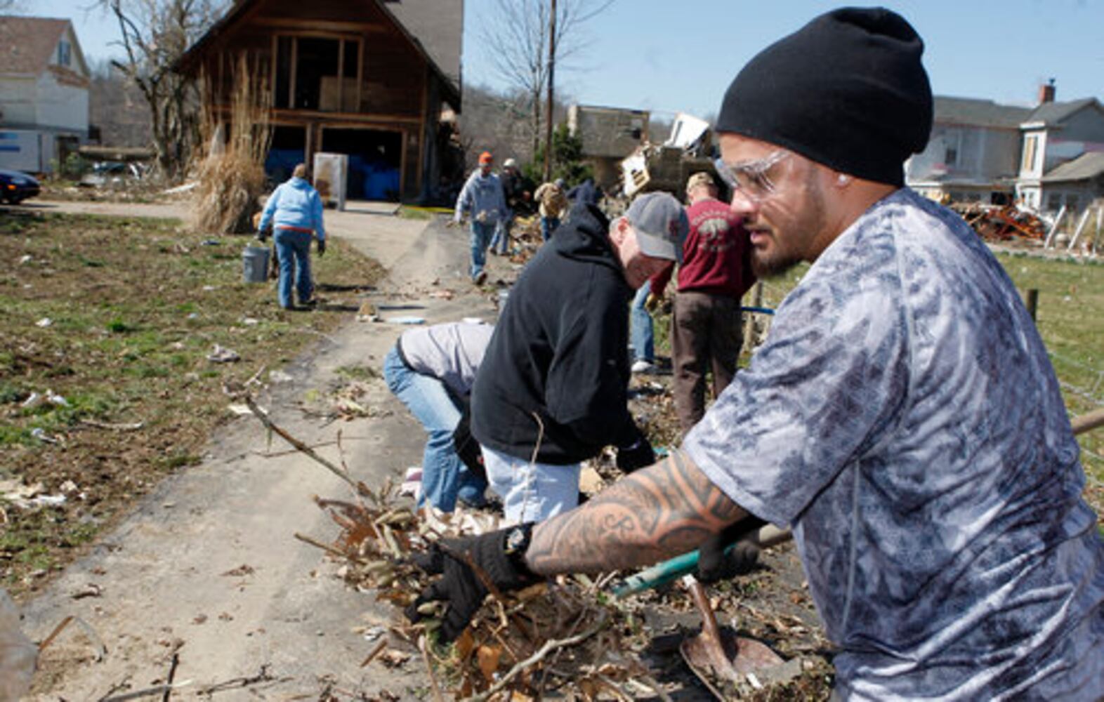 Tornado damage cleanup in Moscow, Ohio