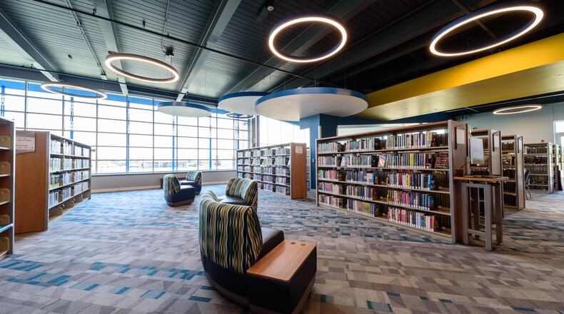 Step inside the newly completed Dayton Metro Library Huber Heights Branch, located at 6243 Brandt Pike. The new 27,000 square foot building, the second largest in the Dayton Metro Library system, is replacing the former library location at 6160 Chambersburg Rd. A grand opening celebration will take place today, June 2, 2023 from 3-6 p.m. with normal hours resuming on Monday, June 5. TOM GILLIAM / CONTRIBUTING PHOTOGRAPHER