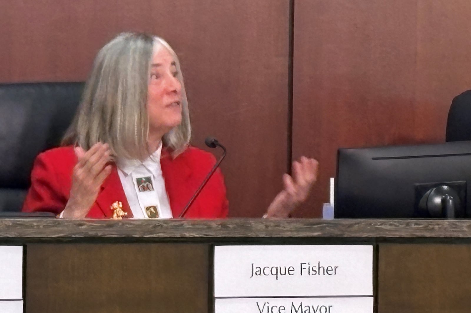 Kettering Vice Mayor Jacque Fisher, first elected to an at-large council seat in 2018, participated in her last city council meeting. She reached term limits and was unable to seek reelection in November. JEN BALDUF/STAFF