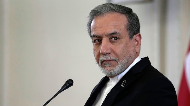 FILE - Iranian Foreign Minister Abbas Araghchi listens to a question in a joint press briefing with his Omani counterpart Sayyid Badr Albusaidi after their meeting in Tehran, Iran, Monday, Dec. 30, 2024. (AP Photo/Vahid Salemi,File)