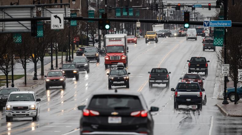 U.S. 40 through Vandalia is a heavy traveled corridor without semitrucks but with the businesses nearby including; P&G, Crocs, Frito Lay and Amazon, the city of Vandalia and Montgomery County are looking at a road around the city to lesson traffic issues. JIM NOELKER/STAFF