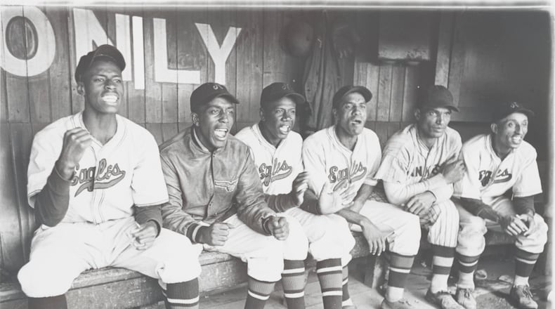 The Newark Eagles in the dugout in 1936. "The League," a documentary about the Negro National League, opens at The Neon in downtown Dayton July 14. CONTRIBUTED.