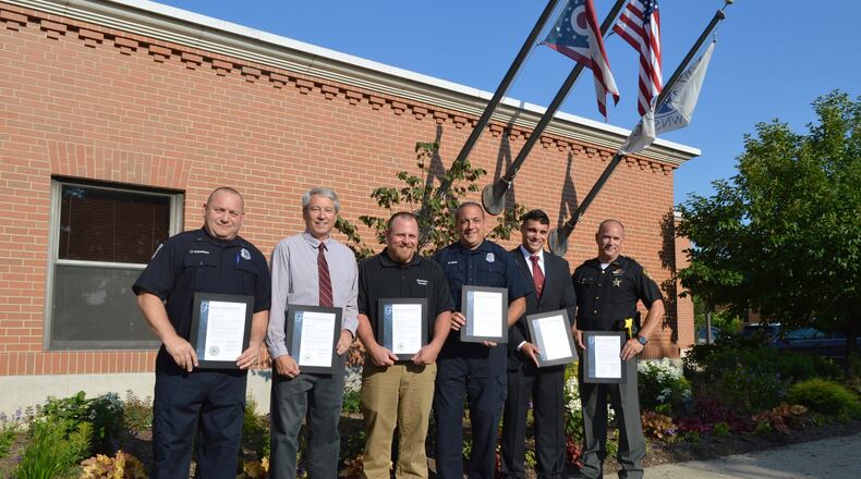 Six Washington Twp. employees have been recognized for their outstanding contributions with the Washington Twp. 2019 Employee Award of Excellence. From left are Ed Kuzminski, Tim Korosei, Nick Banks, Scott Henry, Nick Berry and Michael Arnett. STAFF