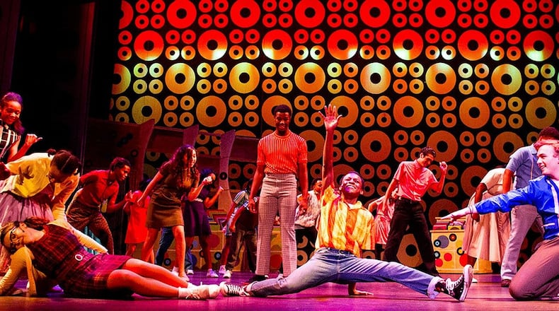 (left to right) Ana Smith (Penny Pingleton), Mark Antony Howard (Seaweed J. Stubbs) Kyle Bates (Link Larkin) and the cast of Muse Machine s production of “Hairspray.” (Contributed photo)