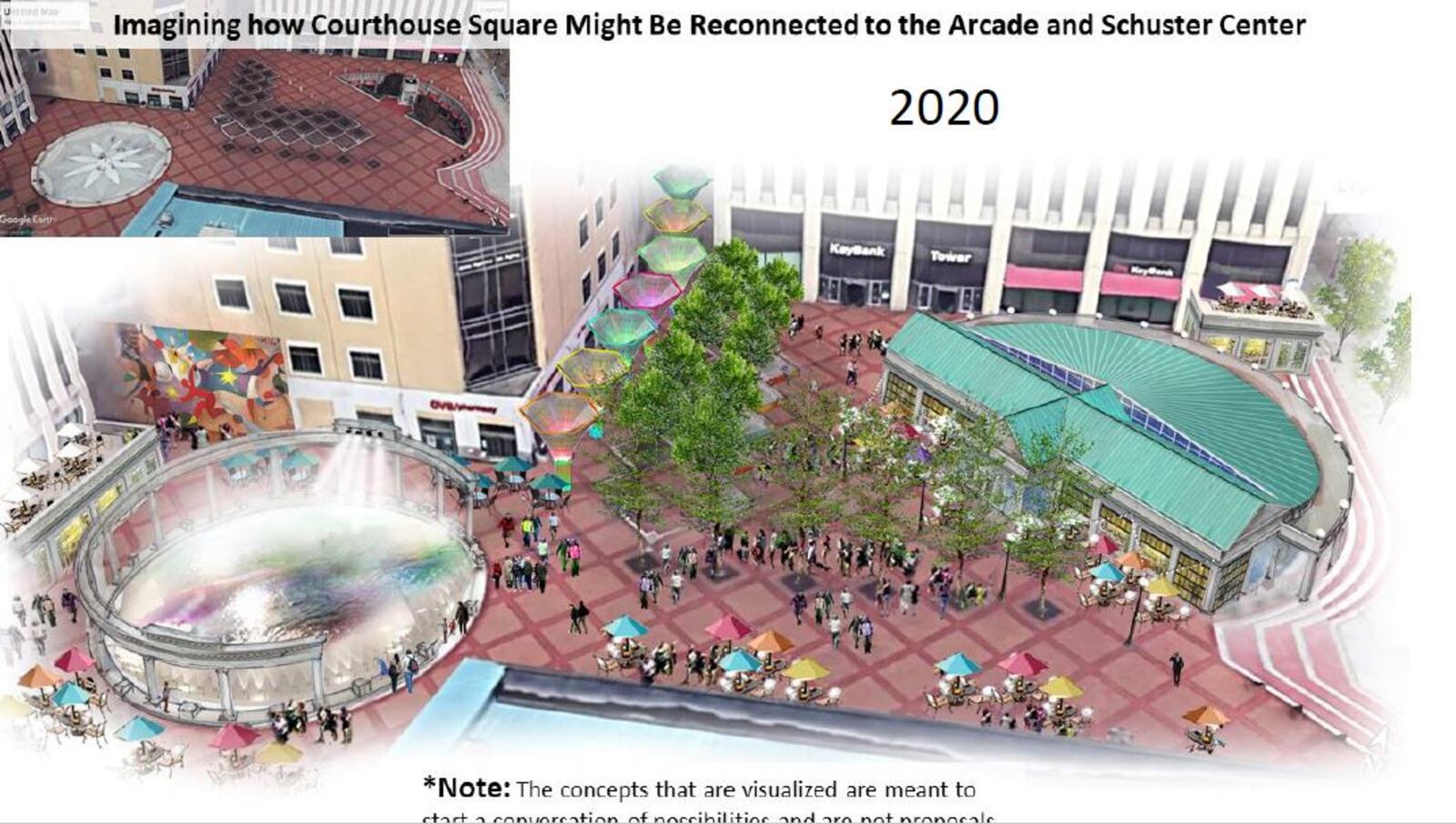 A conceptual rendering of what Courthouse Square could look like. This is just a concept meant to spark discussion about the property and not actual plans. CONTRIBUTED