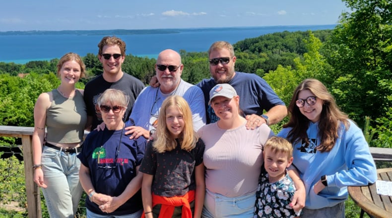 Traverse City, MI is a favorite vacation spot for Bill and Susan Wilson. Back row, from left: Grandson's girlfriend Emmy, Bennett, Bill, son-in-law Keith, granddaughter Reagan. Front row, from left: Susan, granddaughter Riley, daughter Elizabeth, grandson Graham. CONTRIBUTED