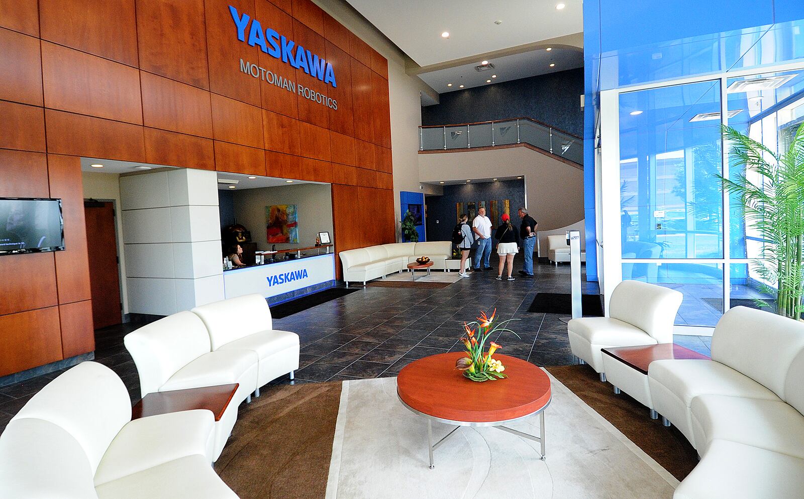 Inside the Yaskawa Motoman Miamisburg headquarters. The company is expanding its 305,000-square-foot Miamisburg headquarters by 185,000 square feet starting this month to accommodate the need for greater production at the facility, which opened in Miamisburg in 2011. MARSHALL GORBY\STAFF