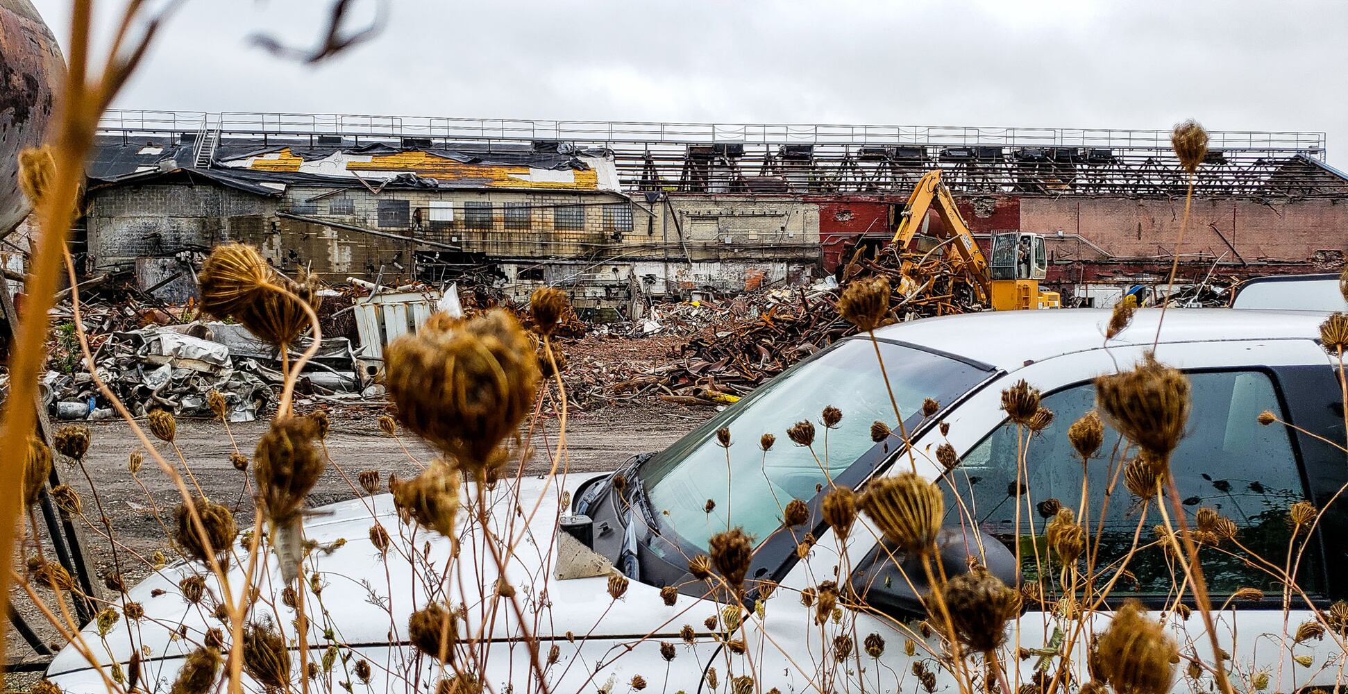 Demolition continues at former Franklin Boxboard building