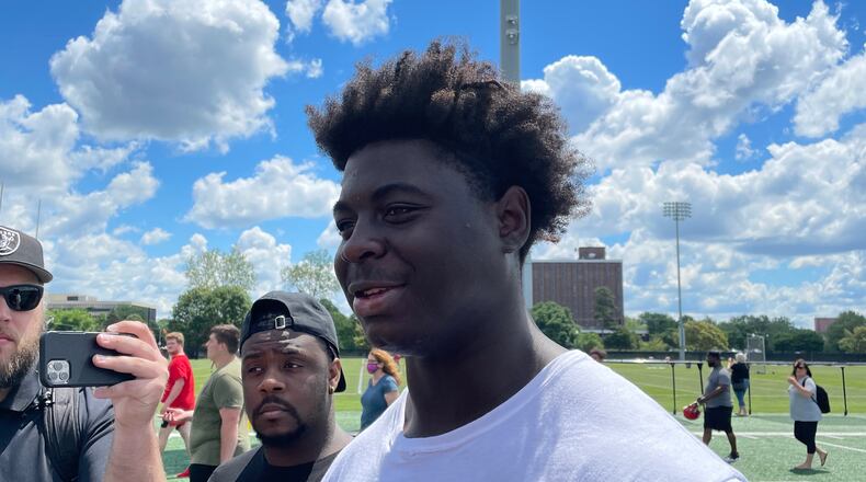 David Hicks, a defensive lineman from Texas, worked out for Ohio State coaches on June 16 in Columbus.