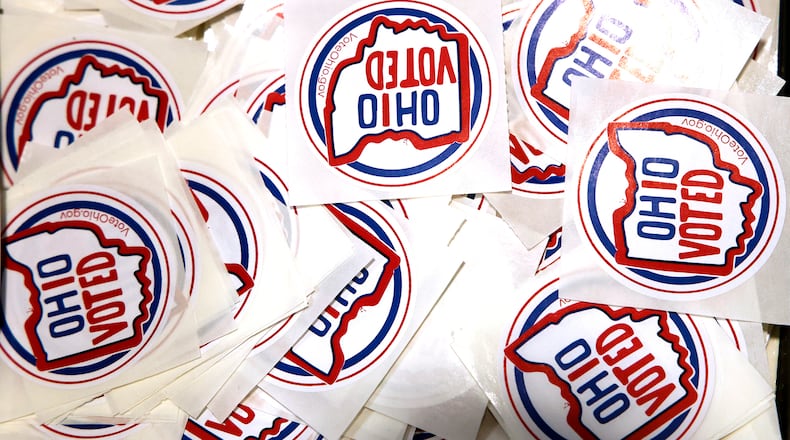 Ohio Voted stickers. BILL LACKEY/STAFF