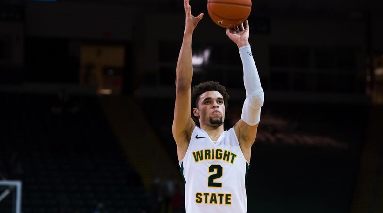 Wright State freshman Tanner Holden puts up a shot during a game vs. Cleveland State at the Nutter Center on Thursday, Jan. 16, 2020. Joseph Craven/WSU Athletics