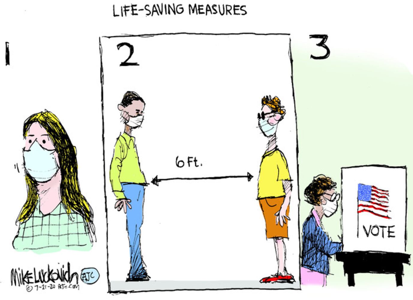 From the left editorial cartoon (Luckovich)