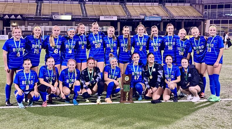 Springboro defeated Cuyahoga Falls Walsh Jesuit in the Division I girls soccer state championship game on Saturday night in Columbus. Michael Cooper/CONTRIBUTED