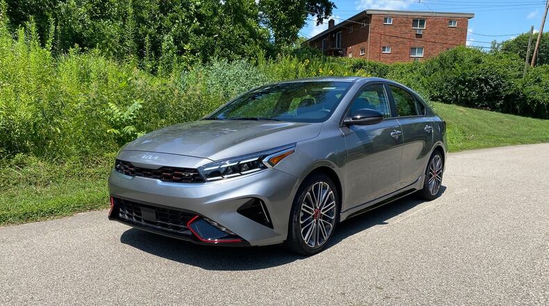 The 2022 Kia Forte GT has a refreshed look aesthetically, including new headlights and a new grille. LED fog lights are integrated into the air-intake grille. Contributed photo by Jimmy Dinsmore