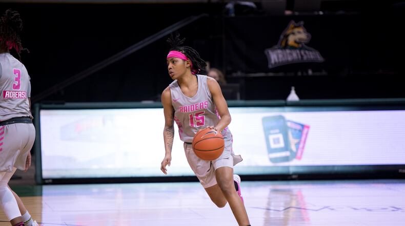 Wright State's Angel Baker against Milwaukee at the Nutter Center on Saturday, Feb. 6, 2021. Joseph Craven/Wright State Athletics