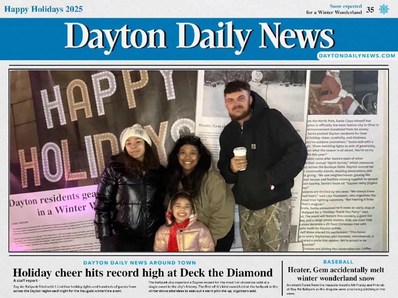 "Front Page News" photo booth photos from Deck the Diamond