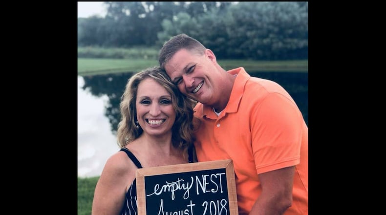 Dayton realtor Vicky Piper and her husband Jeff have grabbed attention from the Today show, Good Morning America, Buzzfeed and other media outlets for a viral photo of them holding an empty nest with a black chalkboard reading “Empty Nest, August 2018.”