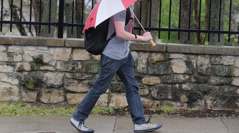 Umbellas up for April showers on Thursday, April 8, 2021.