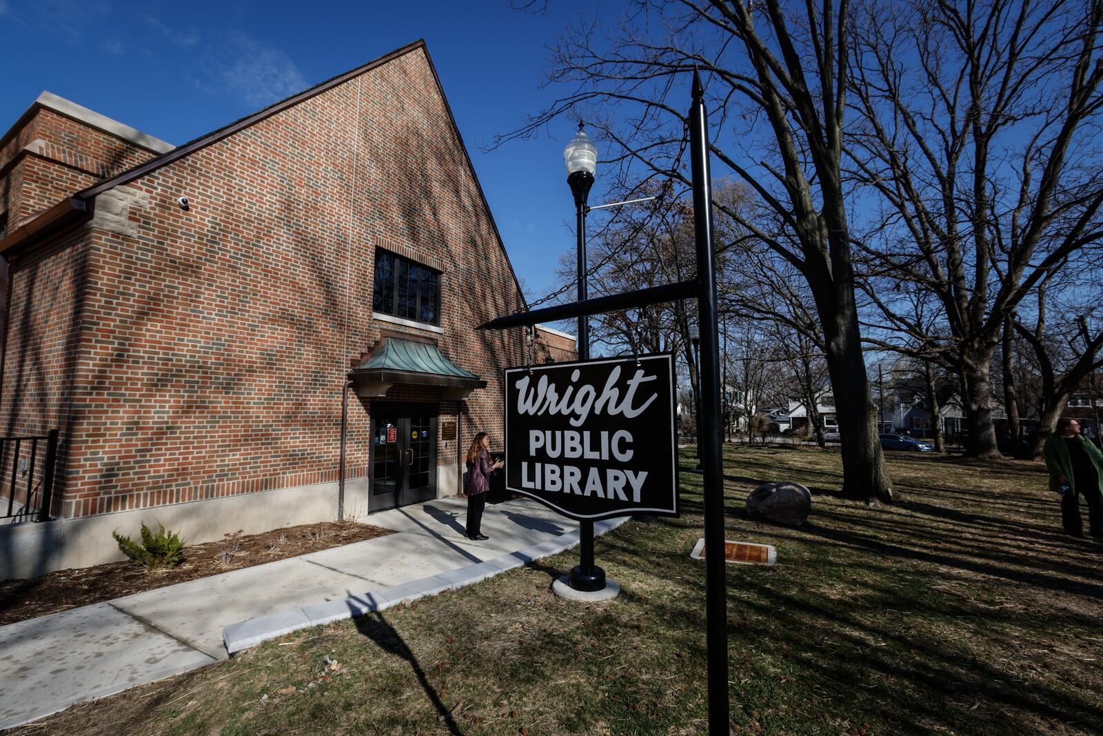 The back portion of the Wright Memorial Public Library has been repurposed with entryways and a children's outside area. JIM NOELKER/STAFF