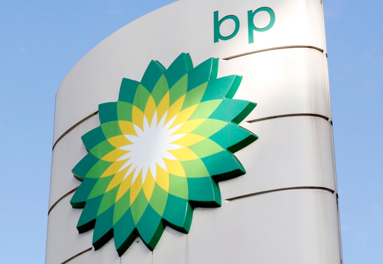 FILE - This Aug. 1, 2017 file photo shows the BP logo at a petrol station in London. (AP Photo/Caroline Spiezio, File)