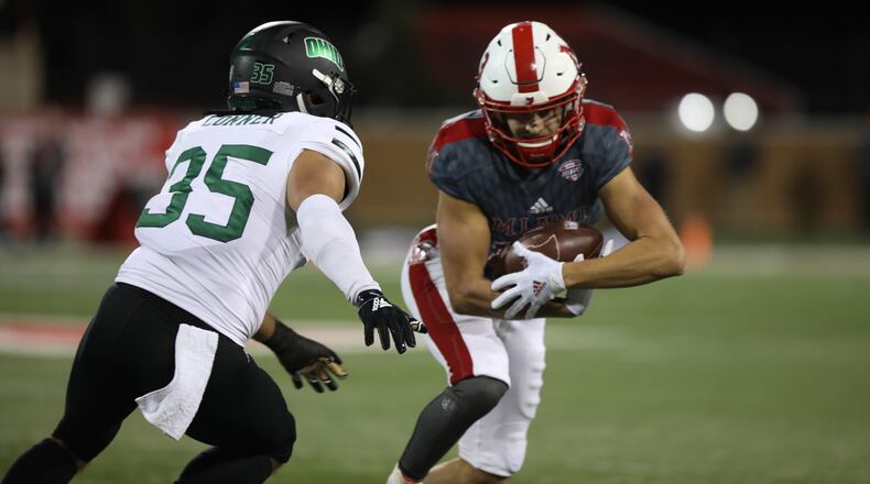 Miami wide receiver Jack Sorenson vs. Ohio earlier this season. CONTRIBUTED PHOTO