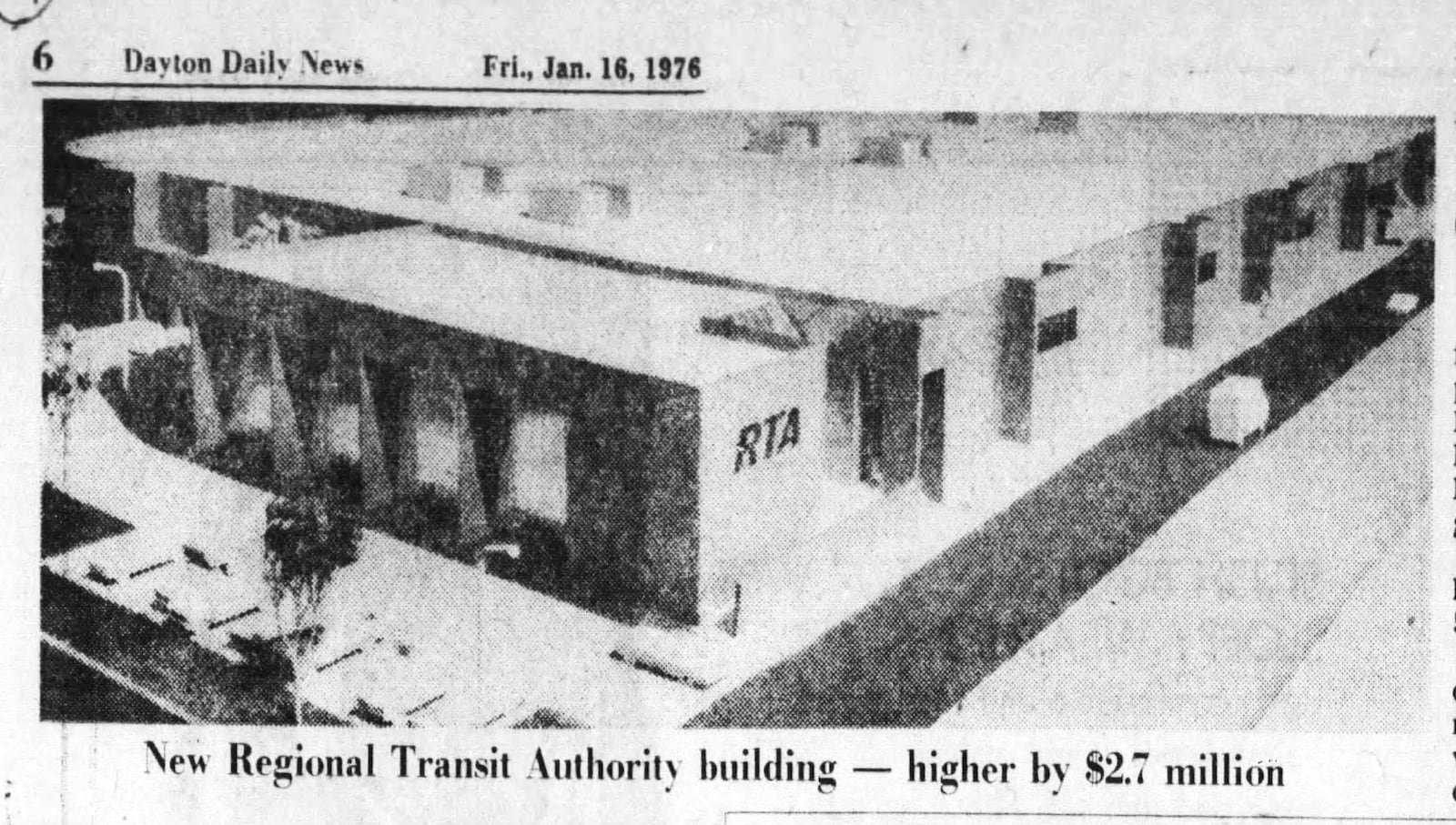 An architect’s model of a new garage-office building for the Miami Valley Regional Transit authority was unveiled in 1976 DAYTON DAILY NEWS ARCHIVES