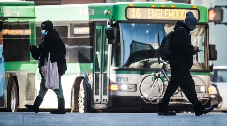 Greater Dayton RTA’s fixed-route buses had about 5.1 million riders in 2021, which was down 13% from 2020, according to agency data obtained by the Dayton Daily News. JIM NOELKER/STAFF