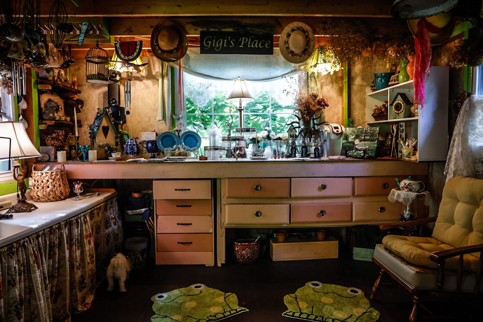 Jessie Bange's she shed is behind the garage. “I just love it. It’s just warm and inviting,” she says. JIM NOELKER/STAFF