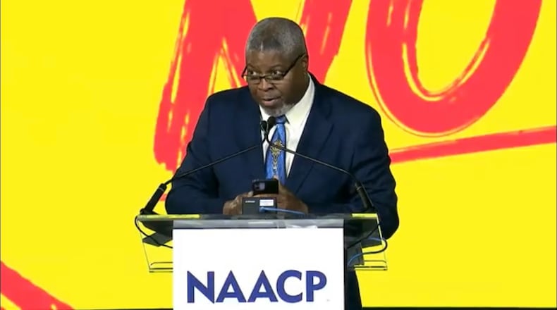 Derrick Foward, president of the Dayton Branch of the NAACP, speaks during the 116th NAACP National Convention, held in Charlotte, North Carolina. During this conference, Foward received two Thalheimer Awards, which are the NAACP’s highest accolade for outstanding achievements in programming and publications, the Dayton NAACP said in a press release. CONTRIBUTED