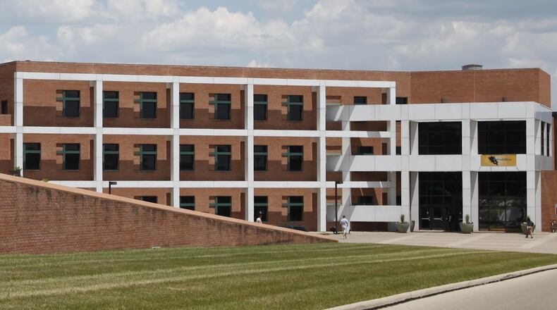The Wright State University Student Union building houses the Admissions Office and the Financial Aid Office in addition to many student clubs, galleries, fitness center, bookstore and other amenities.—Staff Photo by Ty Greenlees