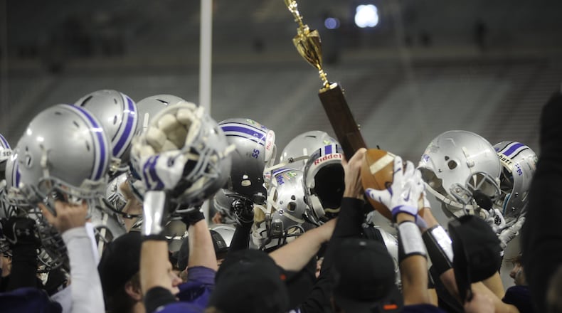 Fort Recovery defeated Mogadore 33-14 to win the high school football D-VII state championship at Ohio Stadium in Columbus on Friday, Dec. 4, 2015. MARC PENDLETON / STAFF