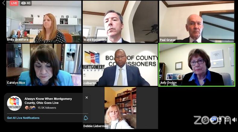 Due to the coronavirus pandemic, Montgomery County officials meet using the Zoom video conferencing platform for the first time on April 7.