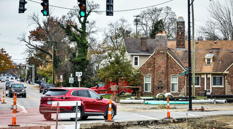Construction continues on the intersection of Main Street, Millville Avenue and Eaton Avenue in this November 2018 photo. NICK GRAHAM/STAFF