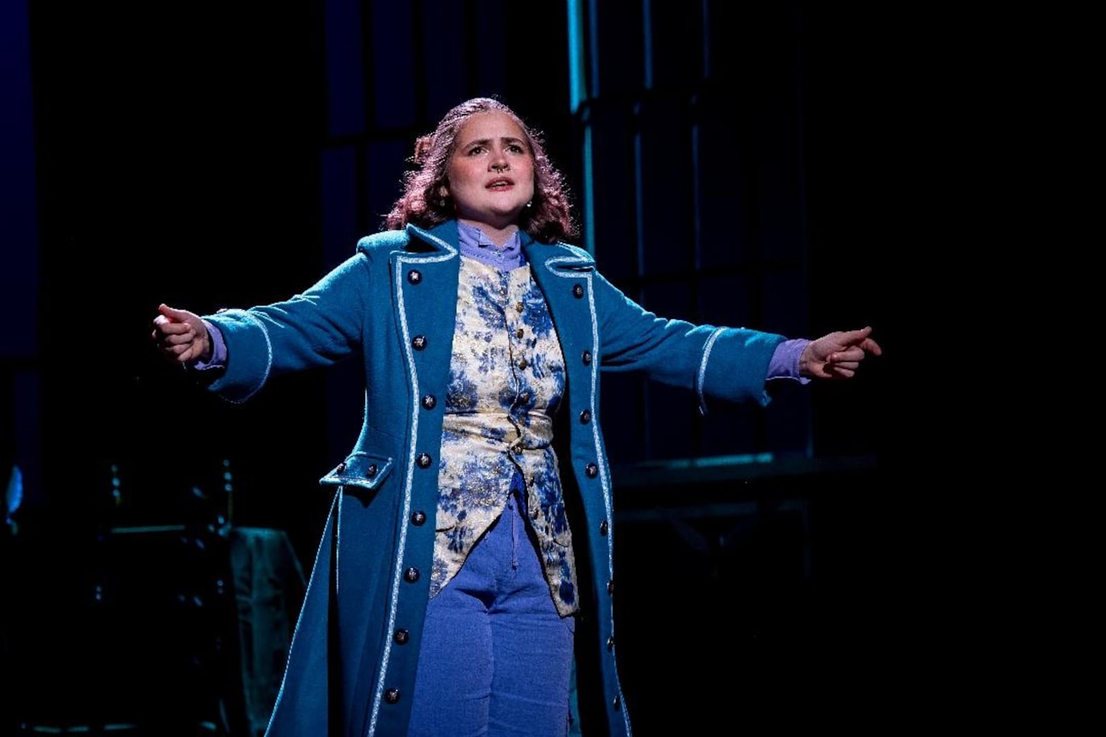 Sarah Rowell as John Adams in Wright State University's production of "1776." Photo by Erin Pence