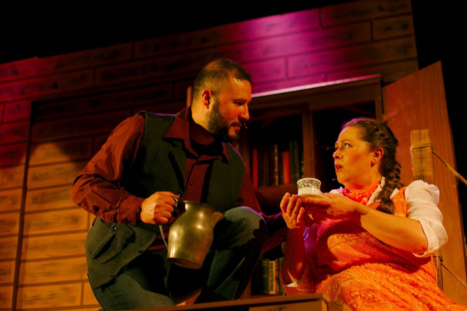 Drew Williams Orozco (JJ Brown) and Jackie Randall (Molly Brown) in the Dayton Playhouse production of "The Unsinkable Molly Brown." Photo by Ray Geiger