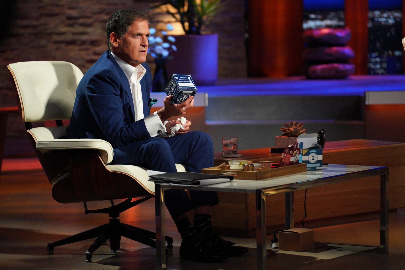 SHARK TANK - “1301” – In the season premiere, Emma Grede, the CEO of fashion juggernaut Good American and founding partner of SKIMS, makes history when she joins the Tank as the first Black female guest Shark! First into the tank is an entrepreneur from Philadelphia, Pennsylvania, who presents her functional apparel and accessories line with an emphasis in hair care and protection. A husband and wife from Cincinnati, Ohio, think they have the next heavenly combination of taste and health transformation when they pitch their healthy superfood-packed indulgence. A high school art teacher from Burnet, Texas, introduces the Sharks to her convenient and safe way to store jewelry when on the go, while a passionate and renowned fashion designer from New York City wants to transform the way clothes are manufactured in America on the season premiere of “Shark Tank,” airing FRIDAY, OCT. 8 (8:00-9:01 p.m. EDT), on ABC. (ABC/Christopher Willard)
MARK CUBAN