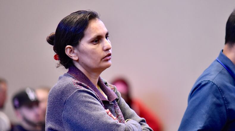 Subha Katel was sentenced to a 180-day suspended jail term by Fairfield Municipal Court Judge Joyce Campbell on Thursday, Dec. 19, 2019. Katel was found guilty on Dec. 5 with negligent homicide in the shooting death of her husband, Tika Katel, who died in August 2019. Pictured is Subha Katel in October for a pre-trial hearing. NICK GRAHAM/FILE