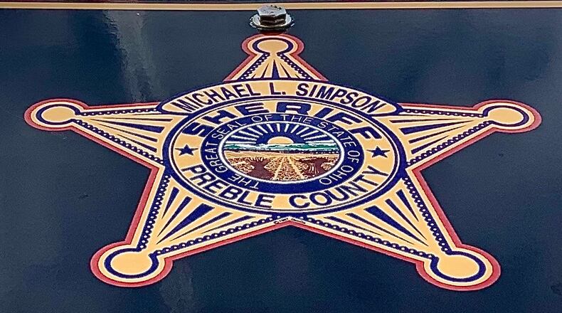 A sign outside the Preble County Sheriff's Office in Eaton. MARSHALL GORBY\STAFF