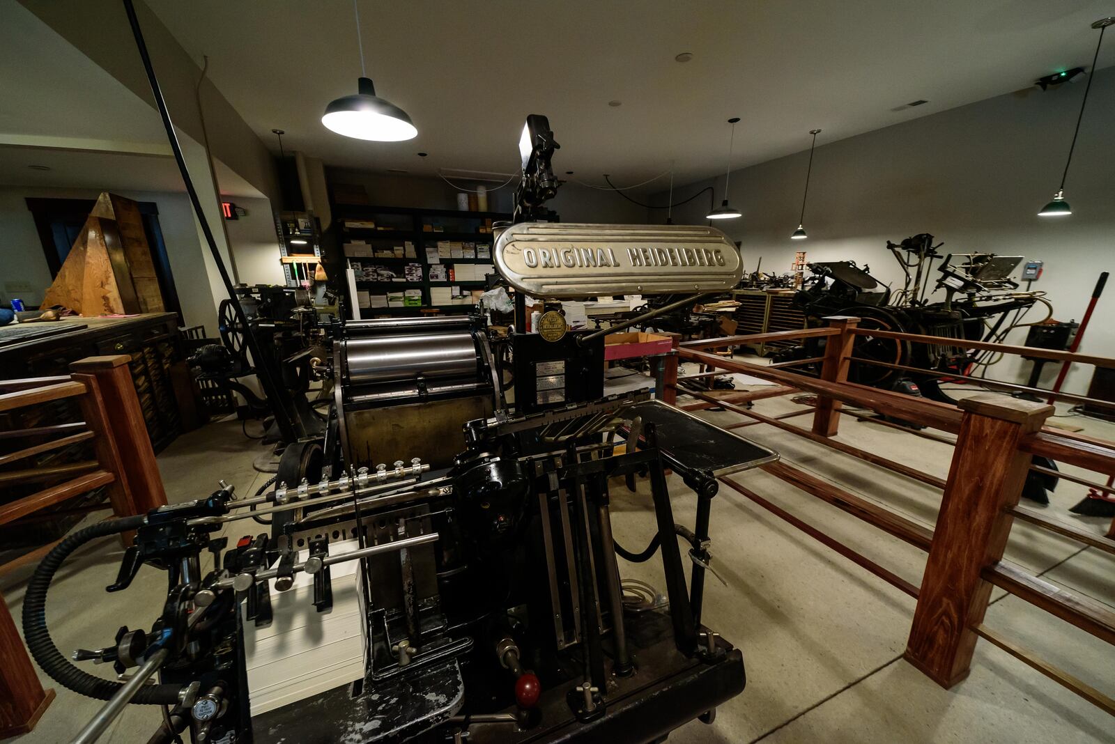 The Heidelberg Windmill printing press is a new addition to the expanded print shop in the new 1020s-1930s industrial block at Carillon Historical Park. TOM GILLIAM / CONTRIBUTING PHOTOGRAPHER
