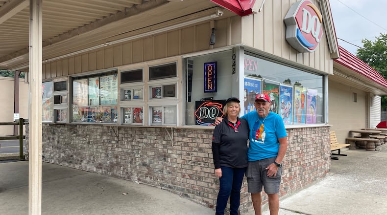 The seasonal Dairy Queen restaurant at 1042 Shroyer Road in Dayton has reopened after a vehicle crashed into the building in Dec. 2022. Pictured are owners Lynn and Bill Stump. NATALIE JONES/STAFF