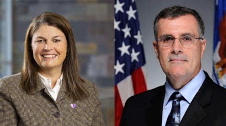 New Wright State University trustees Ellen Miller, left, and Ricky Peters, right. Courtesy of Wright State.