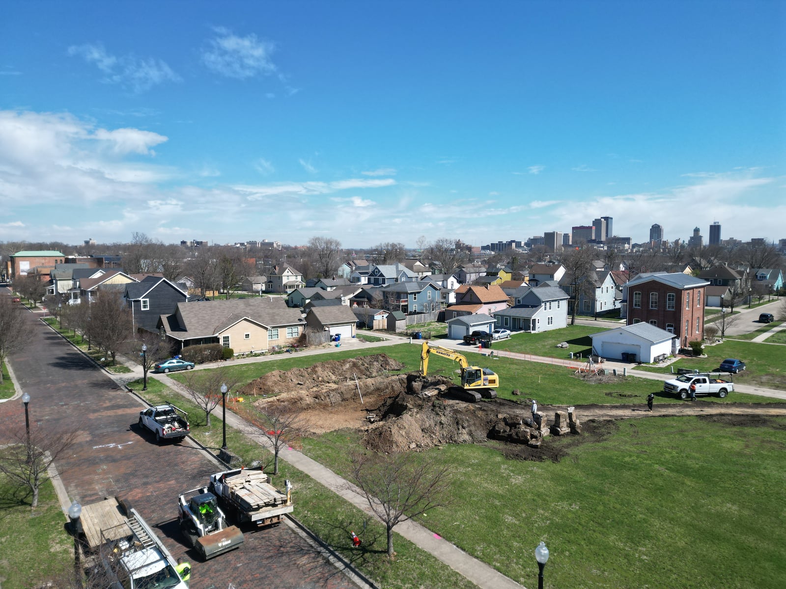 An aerial shot of a lot on South Williams Street in Dayton's Wright Dunbar neighborhood. Charles Simms Development is building a new home on the site. CONTRIBUTED