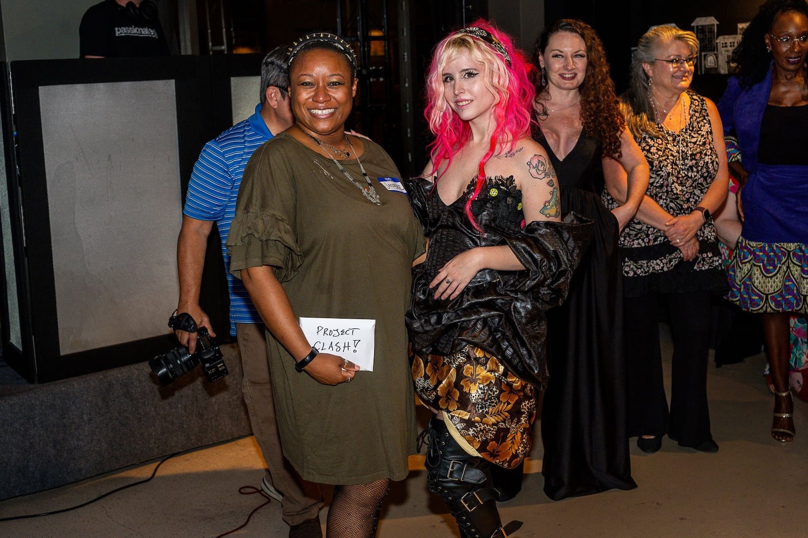 Jacobee Buchanan of The Rose and Thorn won Project Clash — a 10-hour marathon sewing competition on Sept. 27 at Bar Granada in Dayton. Buchanan is pictured with model Everest Universe (PHOTO COURTESY: RON VALLE).