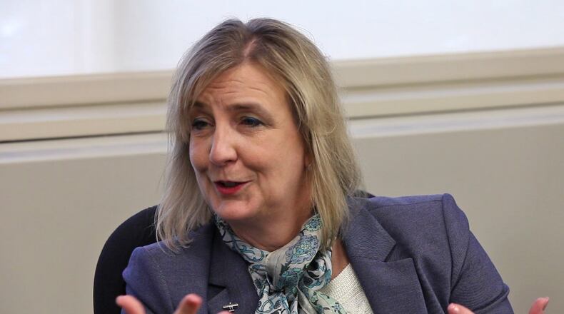 Cheryl B. Schrader, president, Wright State University, during a Dayton Daily News editorial meeting. TY GREENLEES / STAFF