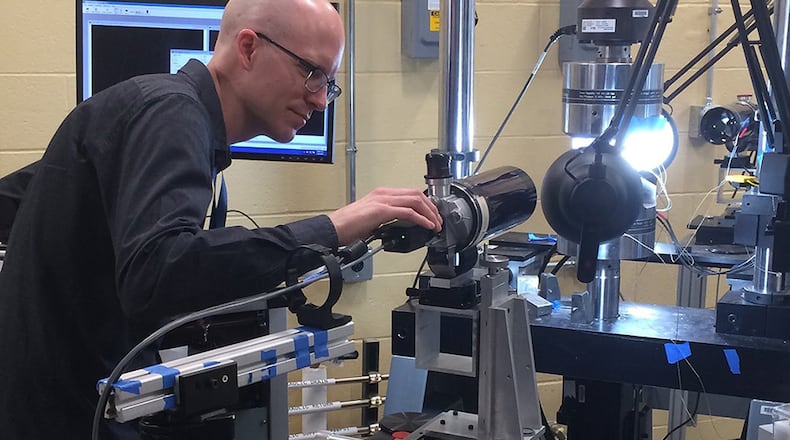 Dr. Adam Pilchak has emerged as the U.S. Air Force’s leading expert in microstructural fatigue and damage tolerance of titanium alloys, which are used worldwide in military and commercial aerospace systems. (U.S. Air Force photo/Donna Lindner)