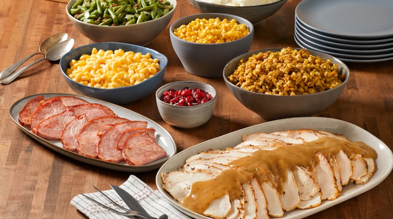 This Thanksgiving, guests can have a Thanksgiving feast, such as this one, delivered to the homes of their loved ones with their "Homestyle Hugs" program.