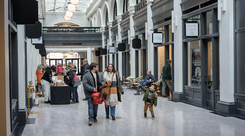 Arcade Commons, an event designed to showcase the many facets of the Dayton Arcade, happened on Saturday, Jan. 31, 2026. The North Arcade featured pop-up vendors, creative activations, wellness experiences and future Arcade retailers. A yoga class was held in the Rotunda. Brunch and lunch options were plentiful at Table 33, Lucho, 6888 Kitchen and the Garden Grille & Bar. TOM GILLIAM / CONTRIBUTING PHOTOGRAPHER