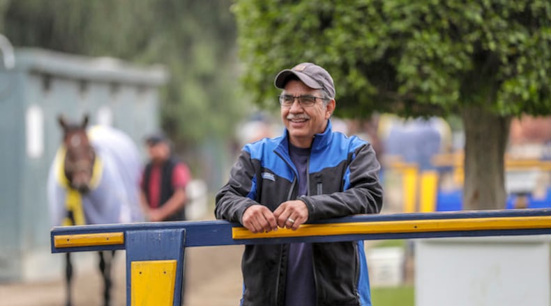 Pascual Rivera is foreman for Bob Baffert Stables at Santa Anita Race Track, Arcadia, Calif., on May 30, 2018. (Irfan Khan/Los Angeles Times/TNS)