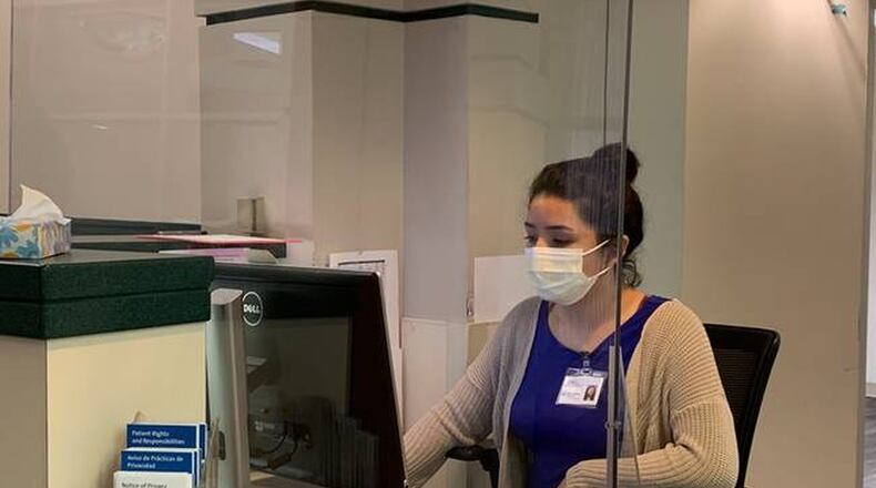 Miami Valley Hospital installed face shields at all patient registration and visitor areas throughout the facility to help protect against COVID-19./Contributed